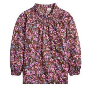 J. Crew Smocked Neck Floral Blouse Large*